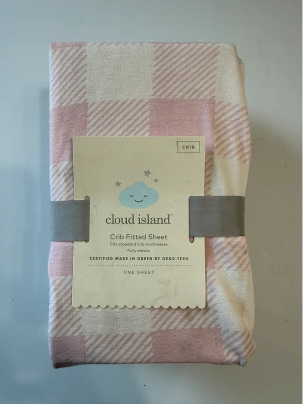 New Cloud Island Pink Gingham Crib Sheet